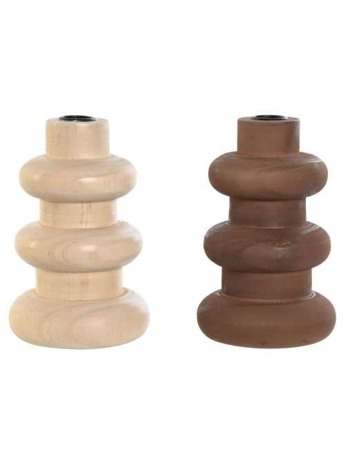 Candelabro in Legno Naturale di Pino Beige e Marrone