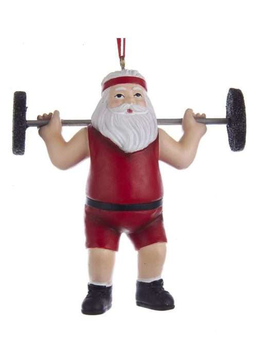 Decorazione Natalizia per Albero Babbo Natale Sollevatore di Pesi