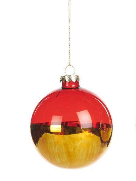 P-32265R Palla in Vetro per Albero di Natale Oro-Rosso 8cm