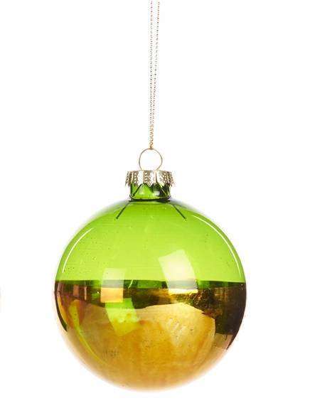 P-32265V Palla in Vetro per Albero di Natale Oro-Verde 8cm