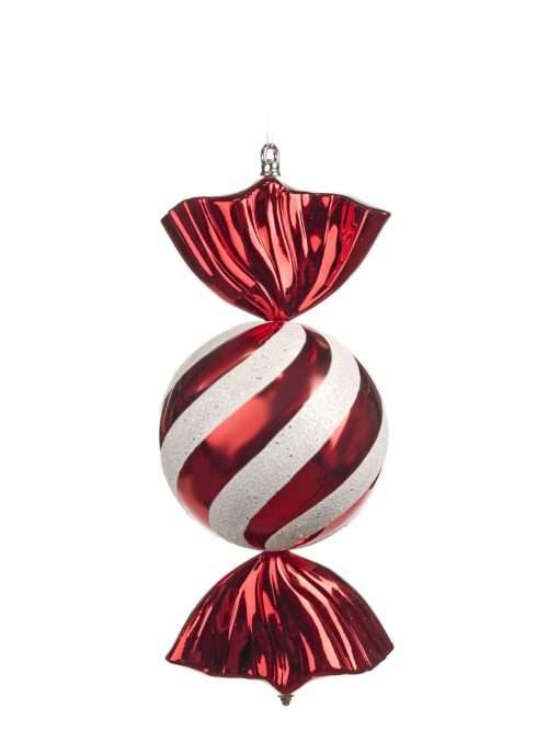 PL-52717_RED_1 Bon Bon in Vetro per Albero di Natale Bianco Rosso