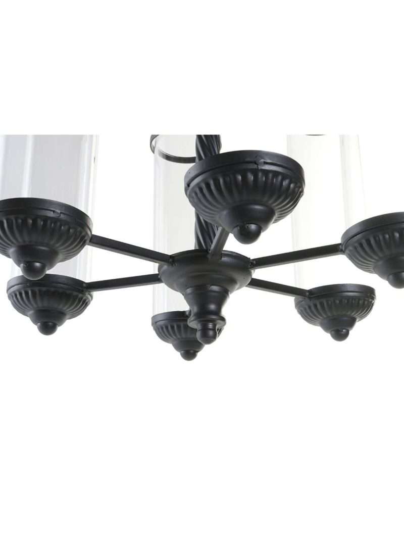 Pv-183151-2_1 Portacandele Da Soffitto In Metallo Nero E Cristallo